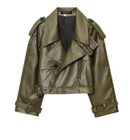 Chaqueta Moto Mujer Efecto Cuero