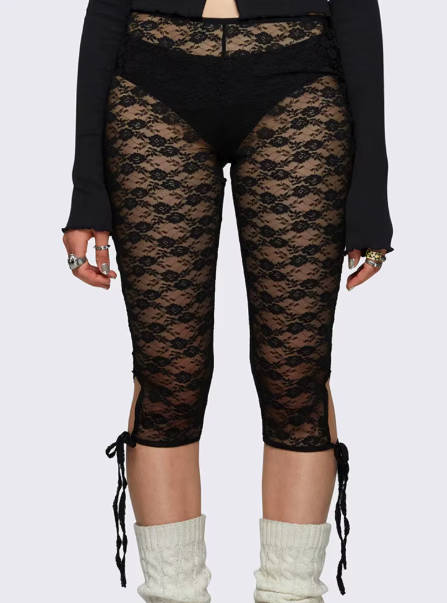 Leggings Cortos de Encaje