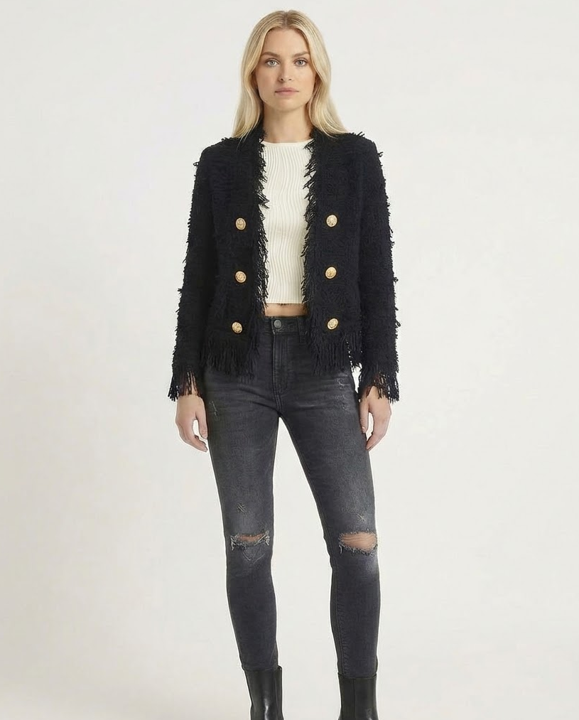 Abrigo Blanco Mujer – Doble Botonadura Elegante