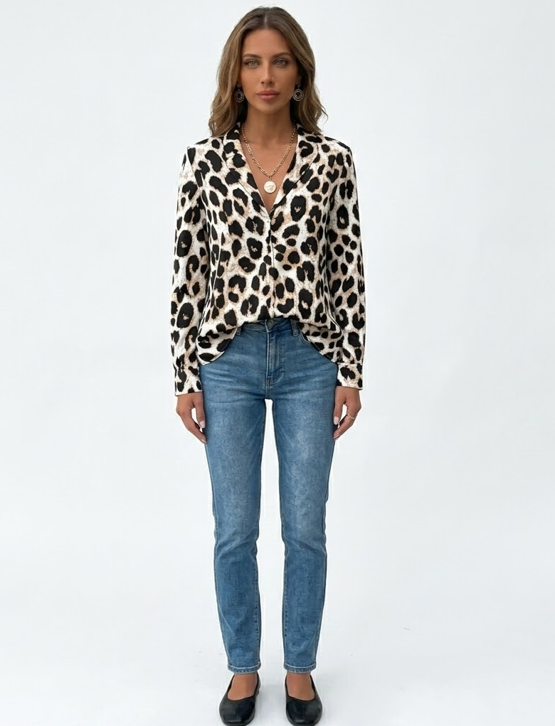 Blusa Satén Leopardo