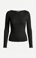 Top Blanco y Negro Fruncido Ajustado Y2K Mujer