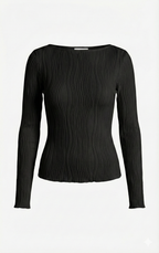 Top Blanco y Negro Fruncido Ajustado Y2K Mujer