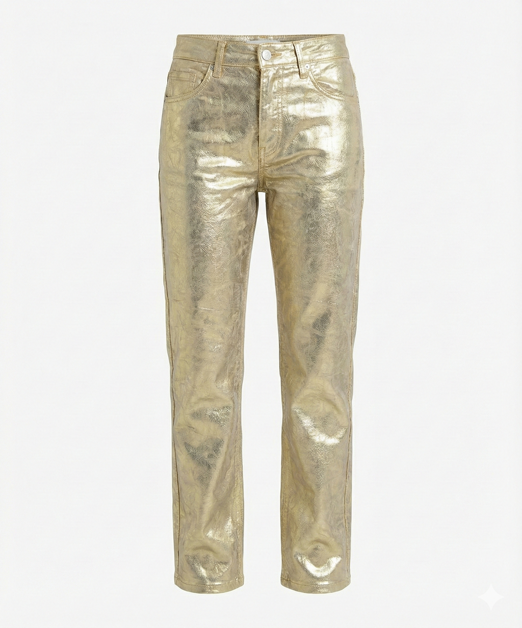 Jeans Wide Leg Mujer – Streetwear Y2K Metálico